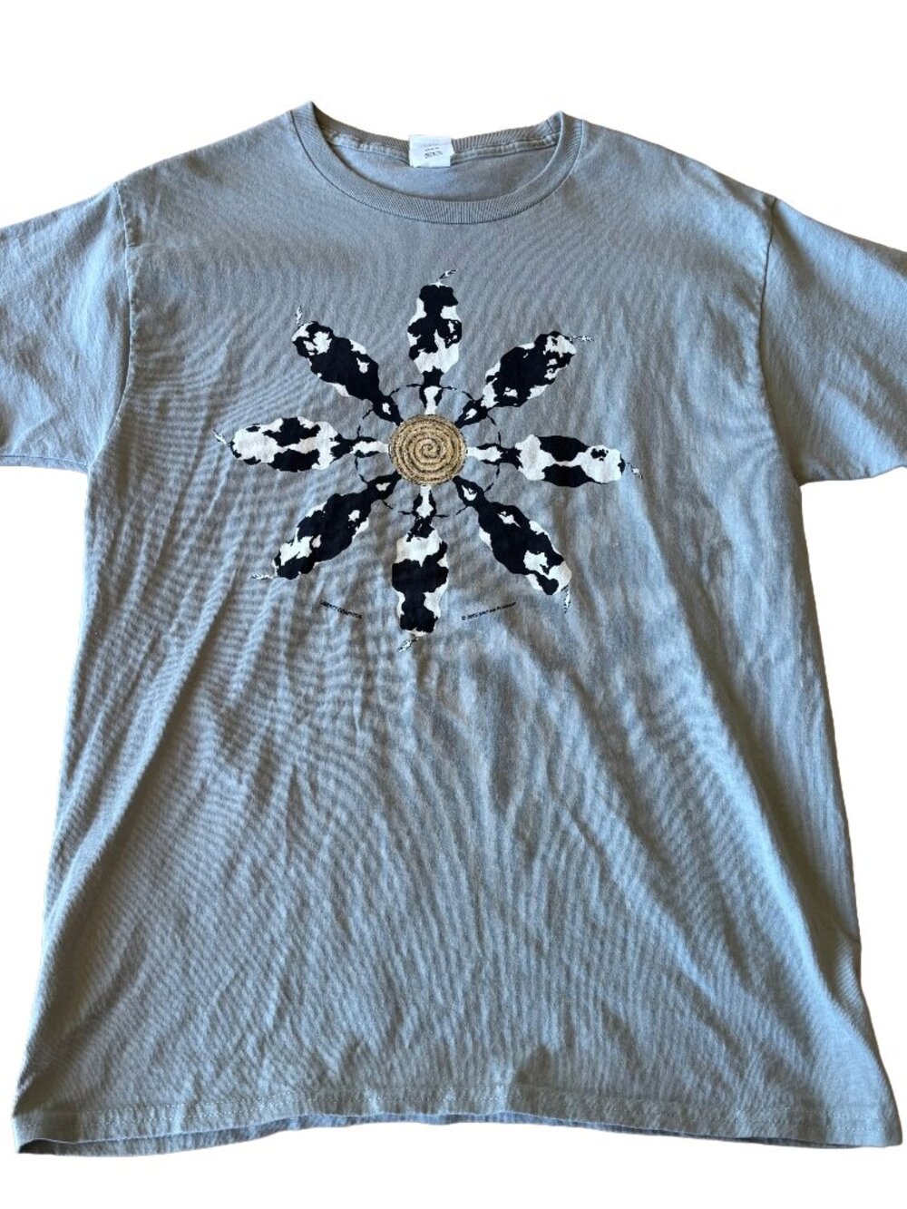 Cow Mandala Sage Green Cotton T-shirt Liberty Graphics  Medium  Farm Agriculture